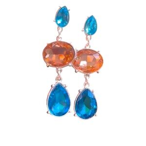 Blue and Orange Drop Earrings